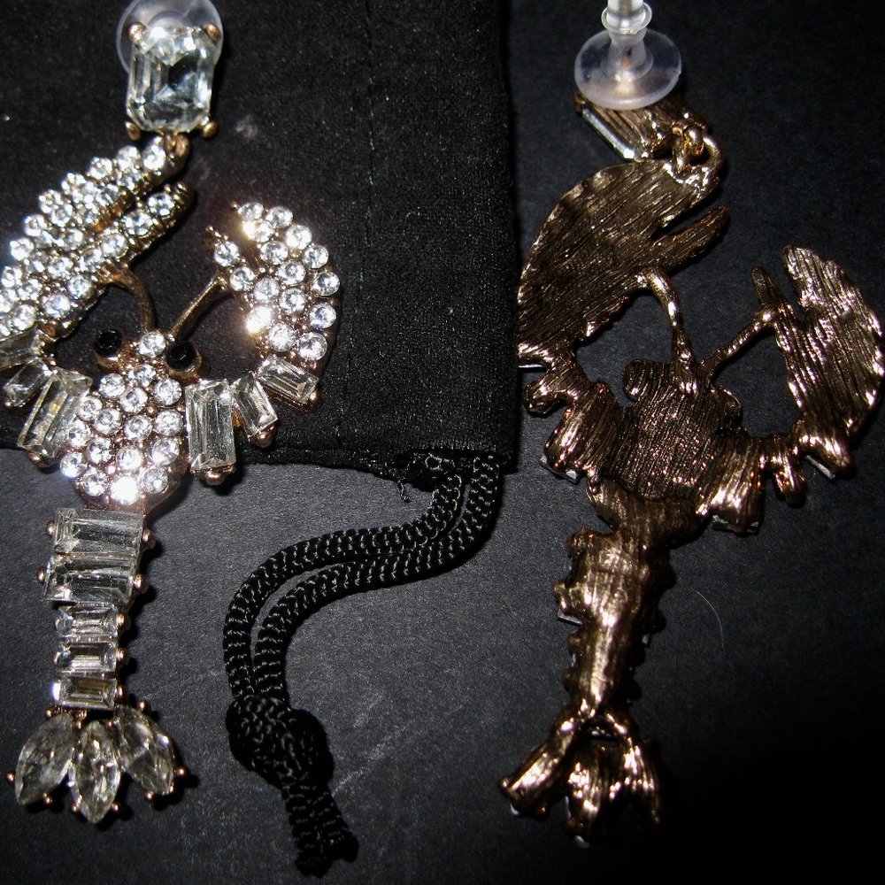 Sparkling Clear Crystal Drop Earrings - Gold Tone - Picture 3 of 5
